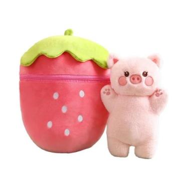 Imagem de Pelúcia morango porco para crianças, brinquedo bonito, coelho - others