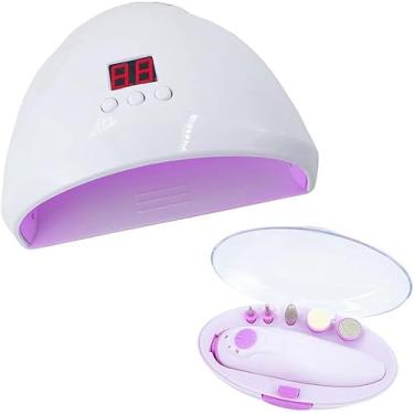 Imagem de Kit Manicure 2 em 1 – Cabine LED/UV Bivolt + Aparador Elétrico Portátil com 5 Ponteiras para Manicure e Pedicure