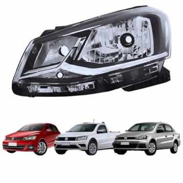 Imagem de Farol Principal Vw Gol G7 2016 Até 2018 Voyage G7 2017 2018 Saveiro G7 2018 Até 2020 Foco Simples Friso Cromado Lado Esquerdo Motorista