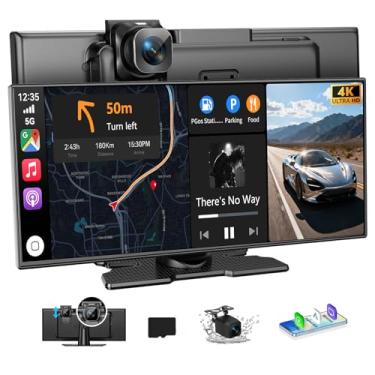 Imagem de Tela veicular extragrande de 11,5 polegadas para carro, tela HD sem fio para Carplay e Android Auto estéreo com câmera veicular 4K Dash Cam 1080P, navegação GPS, Bluetooth, link espelhado, controle de