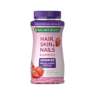Imagem de Nature's Bounty Optimal Solutions Advanced Cabelo, pele, unhas, 2x biotina, 80 gomas de morango, 40 porções totais