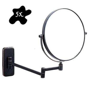 Imagem de Espelho de banheiro doméstico, espelho cosmético de parede de expansão dupla, portátil com rotação 360, aplicação de maquiagem, contatos, barbear