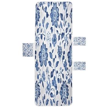 Imagem de Wassud Capa de toalha para cadeira de praia com borboletas azuis delicadas para uso interno e externo, hotel, espreguiçadeiras, 215 x 76 cm