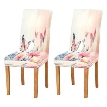 Imagem de CEBUGI Capas de cadeira para sala de jantar, borboleta, elástica, protetora, lavável, removível, para casa, restaurante, banquete, festa, pacote com 2