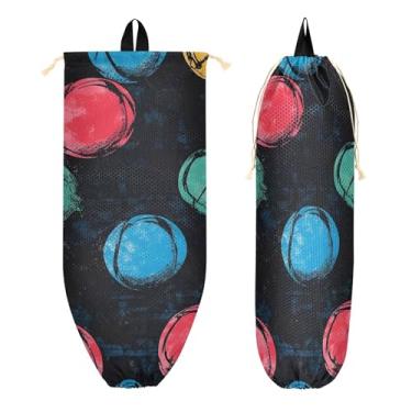 Imagem de xigua Bolas esportivas coloridas suporte de plástico suporte de parede com cordão 1 pacote, organizador de sacolas de supermercado reutilizável decoração para bolsas, meias, roupas íntimas e gravatas