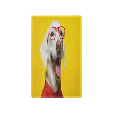 Imagem de Wassud Placa de cobertura de interruptor de luz branca Happy Dog, capas de tomadas duplex, placa de parede, decoração de casa, sala de estar, quarto, decoração