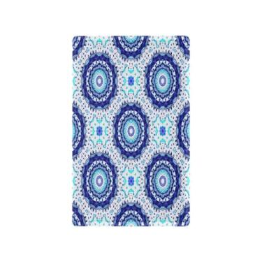 Imagem de Wassud Blue Circular Designs Placa de cobertura de interruptor de luz decorativa capas de tomada placa de parede para tomadas elétricas em branco 4,53 x 2,76 polegadas