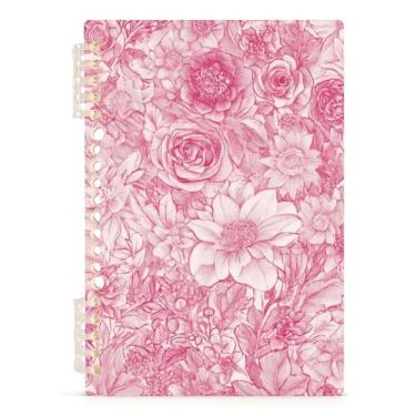 Imagem de Burbuja Caderno floral rosa, papel pautado universitário A5 com 60 folhas, fichário para escritório, 1 pacote