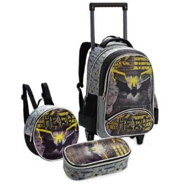 Imagem de Kit Escolar Meninos Mochila Rodinhas Reforçada Alça de Costas Lancheira e Estojo - Hero - Denlex