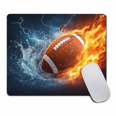 Imagem de Amcove Mouse Pad bola de futebol em fogo e água Mousepad tapete de jogos de borracha 240mm x 200mm x 3 mm