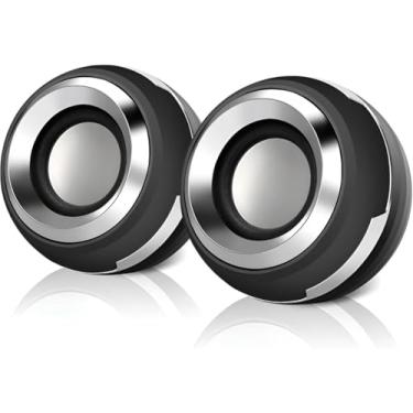 Imagem de Mini Caixa de Som USB para Computador, Alto-Falante 2 Polegadas, 5W x 2, Preto, Design Compacto, Controle de Volume, Conexão P2 3.5mm, Alimentação via USB
