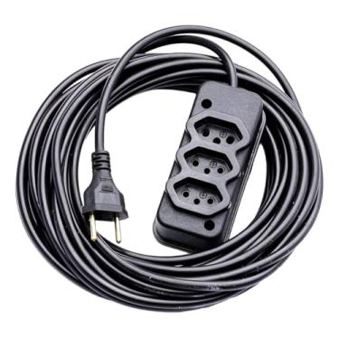 Imagem de Extensão Elétrica 10 Metros, Cabo PP 2x2,50mm, 3 Tomadas, 10A/20A, 127V/250V, Preto