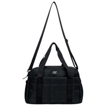 Imagem de Wolt Bolsa de ginástica pequena para mulheres, bolsa tiracolo de 35,5 cm com compartimento úmido, bolsa acolchoada para esportes e viagens de fim de semana, Preto