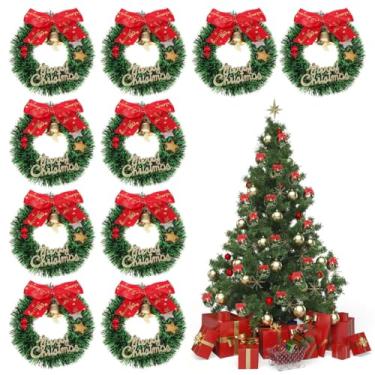 Imagem de BESPORTBLE 10 mini enfeites de guirlanda de Natal, guirlandas de sino de arco para decoração de férias e embrulho de presente