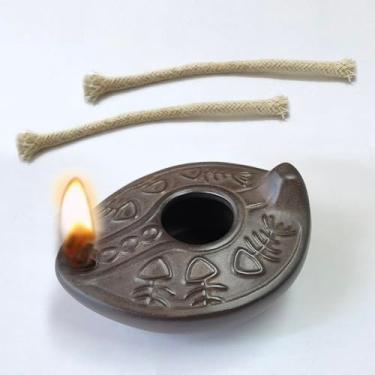 Imagem de Candeeiro de óleo interno candelabro vintage lâmpada kasoline vintage pendurado e acessórios Hanukkah-judais/presentes cristãos (Boca pontiaguda)