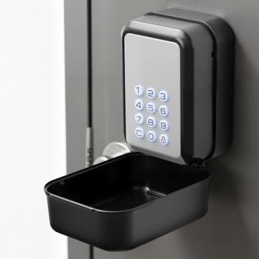 Imagem de SAFEKey Lock Box Suporte de parede, chaveiro Bluetooth inteligente com código de botão, IP65 à prova d'água caixa de armazenamento segura para chave externa, para corretor de imóveis, proprietário