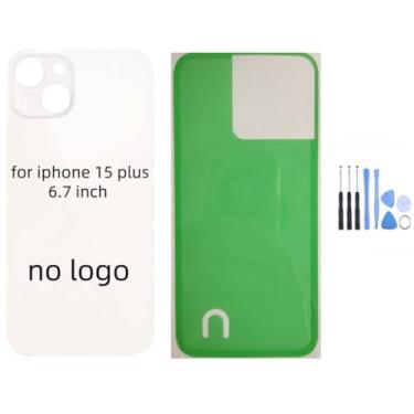 Imagem de STYCES Substituição de vidro da capa traseira para iPhone 15 de 6,1 polegadas e para iPhone 15 plus 6,7 polegadas (sem logotipo), com kit de ferramentas de reparo, adesivo pré-instalado para iPhone