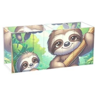 Imagem de TSENQUE Porta-canetas de mesa de acrílico fofas de desenho animado personalizado com marcadores artísticos, organizador de lápis, copo estético, decoração de mesa de escritório