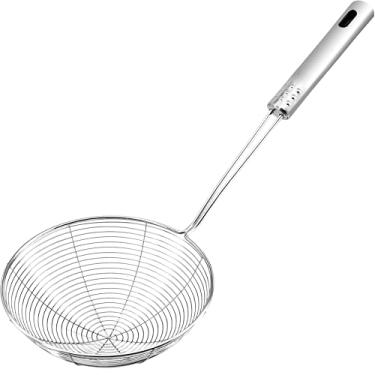 Imagem de Colher de coador de cozinha para fritura, filtro de óleo de malha fina com cabo longo para cozinhar, macarrão, macarrão, batatas fritas e lanches fritos