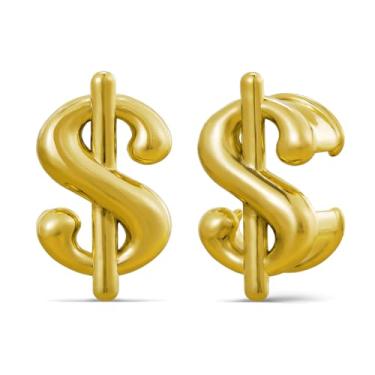 Imagem de ERKUOO Túneis de orelha modernos alargadores duplos alargadores de orelha com símbolo de dinheiro esticadores de orelhas esticadas piercing joias para mulheres homens 2G a 25 mm, 00g=10mm, Metal, Sem