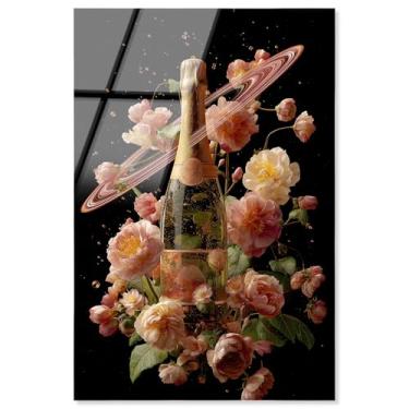 Imagem de Decoração de parede glamorosa com impressão acrílica floral Fizz por Notoriart, pronta para pendurar, 50 x 76 cm