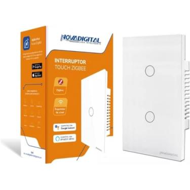 Imagem de Interruptor Inteligente ZigBee 1, 2, 3 ou 4 Botões Touch Compatível Tuya Smart Life Alexa e Google Assistent - Novadigital (2 Botões, Branco)