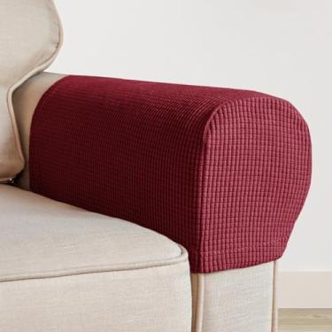 Imagem de Conjunto de 2 capas de apoio de braço, capas de poltrona elásticas para sofá, capas protetoras de móveis, capas de poliéster macio para poltrona reclinável de sofá, J