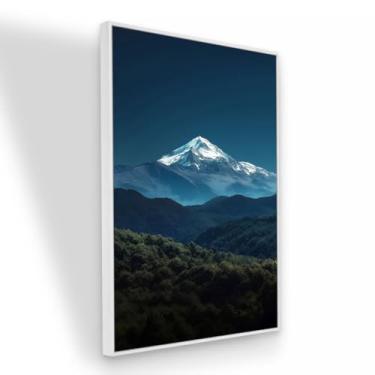 Imagem de Quadro em tecido Canvas Paisagem Montanhas com Neve 90x60 cm com Moldura Branca