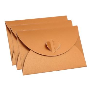 Imagem de Envelopes de vale-presente, pacote com 12 unidades, fecho em forma de coração, pequeno porta-cartões de presente, mini envelope para aniversários, casamentos, laranja