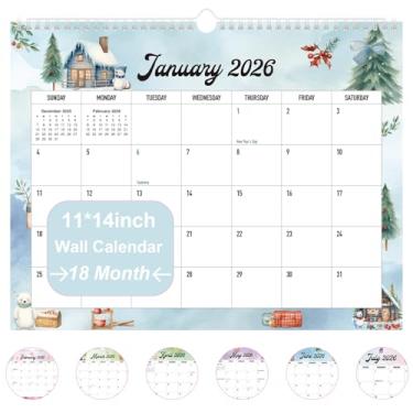 Imagem de Calendário 2026, calendário de parede de 18 meses, funciona de janeiro de 2026 a junho de 2027, calendário mensal de 35,5 x 28 cm com encadernação de fio duplo, perfeito para escritório, casa ou