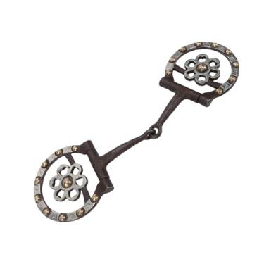 Imagem de Generic Bocado de Cavalo, Bocado de Bronze Antigo de Aço Carbono Baixo Articulado Com Placas Decorativas, para Treinamento de Cavalo e Equitação 125mm