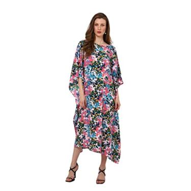 Imagem de Miss Lavish London Vestidos Kaftan – Caftan Longo para Mulheres com Bolsos – Vestido de Natal Loungewear & Saídas de Praia, Vermelho floral 176, Large