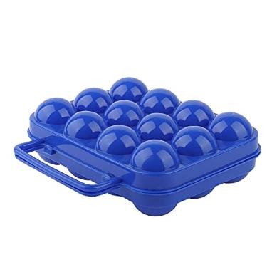 Imagem de GLOGLOW Caixa de Armazenamento Bandeja de Ovos Caixa de Armazenamento Com Alça para 12 Ovos, Durável, à Prova de Umidade, Organizador de Cozinha à Prova de Poeira Dupla Face Plástico Nan (Azul)