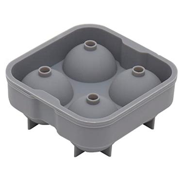 Imagem de Home Basics Molde de cubo de gelo de silicone 4 esferas com tampa, cinza | Perfeito para coquetéis antiquados, uísque escocês, bourbon ou mistura de uísque