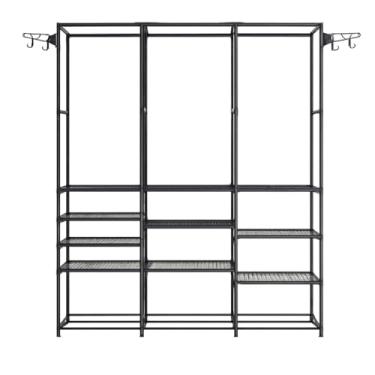 Imagem de Cabideiro Arara de Chão com Sapateira Multiuso Portátil para Organização de Roupas e Acessórios, Estrutura Resistente, Economiza Espaço no Guarda-Roupas