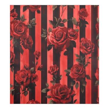 Imagem de Blueangle Stripe Roses Capa magnética para lava-louças Dia dos Namorados, decoração da capa frontal da máquina de lavar louça, adesivos de eletrodomésticos, adesivos de eletrodomésticos, 58 cm C x 66