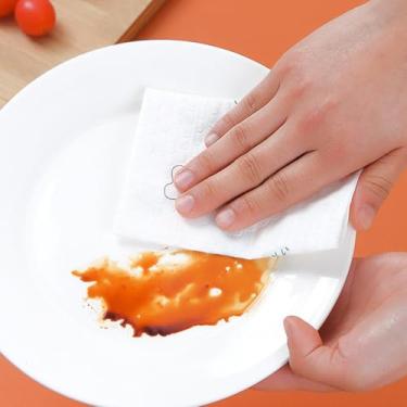 Imagem de Cryfokt Rolo de Pano de Limpeza Descartável para Absorção de água Não Tecido de Polpa para Móveis de Banheiro de Cozinha, 50 Folhas, Higiênico e Saudável para Uso Doméstico (Talheres Engrossados)