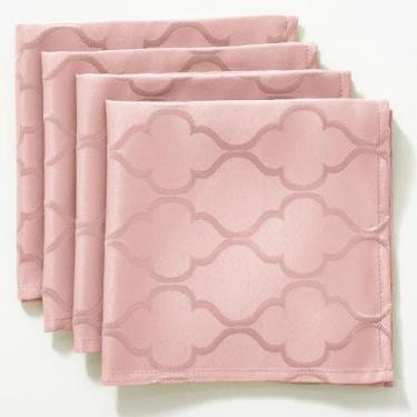 Imagem de SASTYBALE Guardanapos rosa - poliéster jacquard elegante, macio e absorvente para o dia dos namorados, dia das mães, casamento e jantares de férias (rosa, 4 peças)