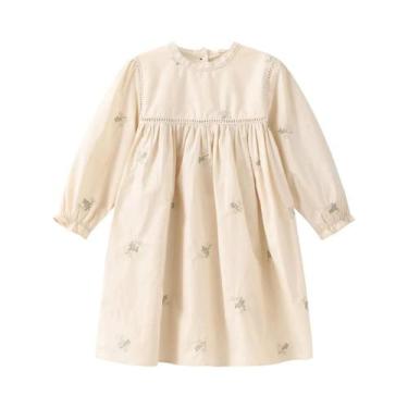 Imagem de Vestido Casual Vintage Com Bordado Floral Para Meninas, Vestido De Pri