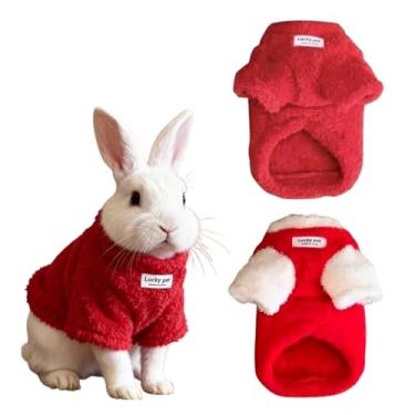 Imagem de 2 peças de roupas de coelho para coelhos, colete quente de lã XXXS para cães, suéteres aconchegantes para coelhinho, porquinho-da-índia, furão, cachorrinho, gatinho e animais pequenos (GG)