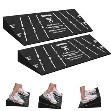 Imagem de Bloco de cunha de agachamento para salto elevado: 2 peças placa inclinada grande para agachamentos para levantamento de peso e alongamento da panturrilha academia em casa