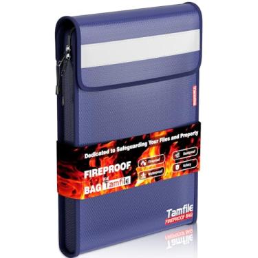 Imagem de Bolsa de documentos à prova de fogo de 3537 °C com zíper, bolsa de dinheiro à prova d'água de 38 cm x 28 cm, à prova de fogo, com 2 bolsos, organizador de documentos importantes para A4 A5 tamanho