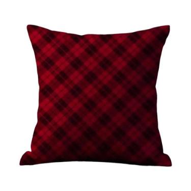 Imagem de Natal xadrez fronha tecido de pelúcia macio dupla face impressão sofá 