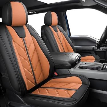 Imagem de BALLIOL Capas para assentos de captação compatíveis com Dodge Ram 1500 2009-2022 Limited Laramie Big Horn Truck Capas de assento de couro para Dodge Ram 2500 3500 Crew Cab & Quad Cab (marrom, 5 conjuntos de assentos inteiros)