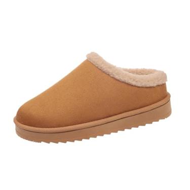 Imagem de Chinelo feminino casual moderno baotou confortável sola macia grossa quente casa interior exterior sapatos femininos confortáveis, Marrom, 36