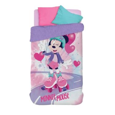 Imagem de Edredom com Sherpa Solteiro Estampado Minnie 1,50 m x 2,20 m Com 1 peça - Produto Importado