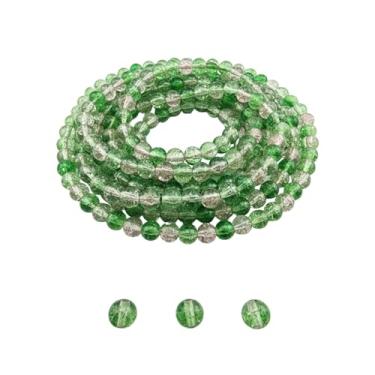 Imagem de DandS ltd Contas de vidro Crackle Lampwork para fabricação de joias, verde, pulseiras vibrantes, colares, suprimentos de miçangas e kits de artesanato para joias artesanais, 80 peças 0,39 polegadas