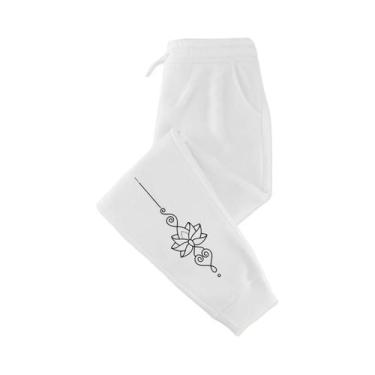 Imagem de Calças Jogger De Inverno Femininas Em Fleece Com Estampa De Lótus, Cal