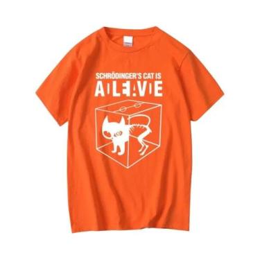 Imagem de Camiseta Masculina De Algodão Com Estampa De Gato De Schrödinger, Mang