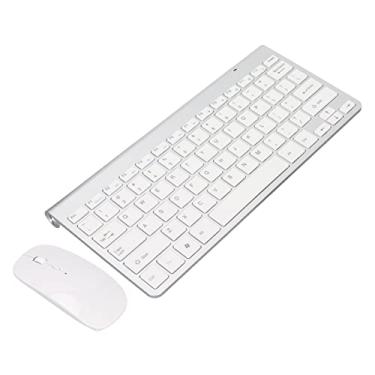 Imagem de Conjunto de teclado e mouse, combinação de teclado e mouse de 78 teclas sem fio 2.4G com capas de teclas finas gravadas e botão de mudo ergonômico Mouse de teclados de computador(Silver)